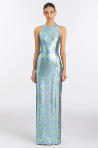 Nerine Gingham Sequin Gown