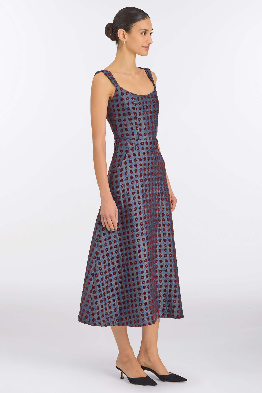 Frances Teal Tapestry Midi Skirt