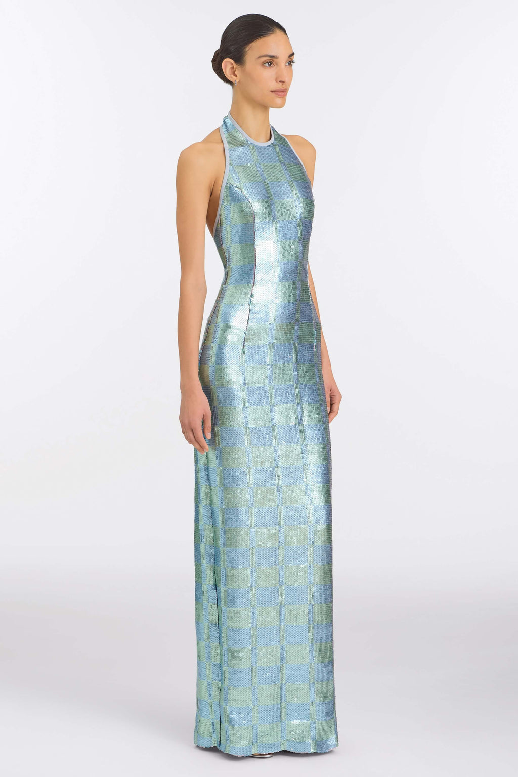 Nerine Gingham Sequin Gown