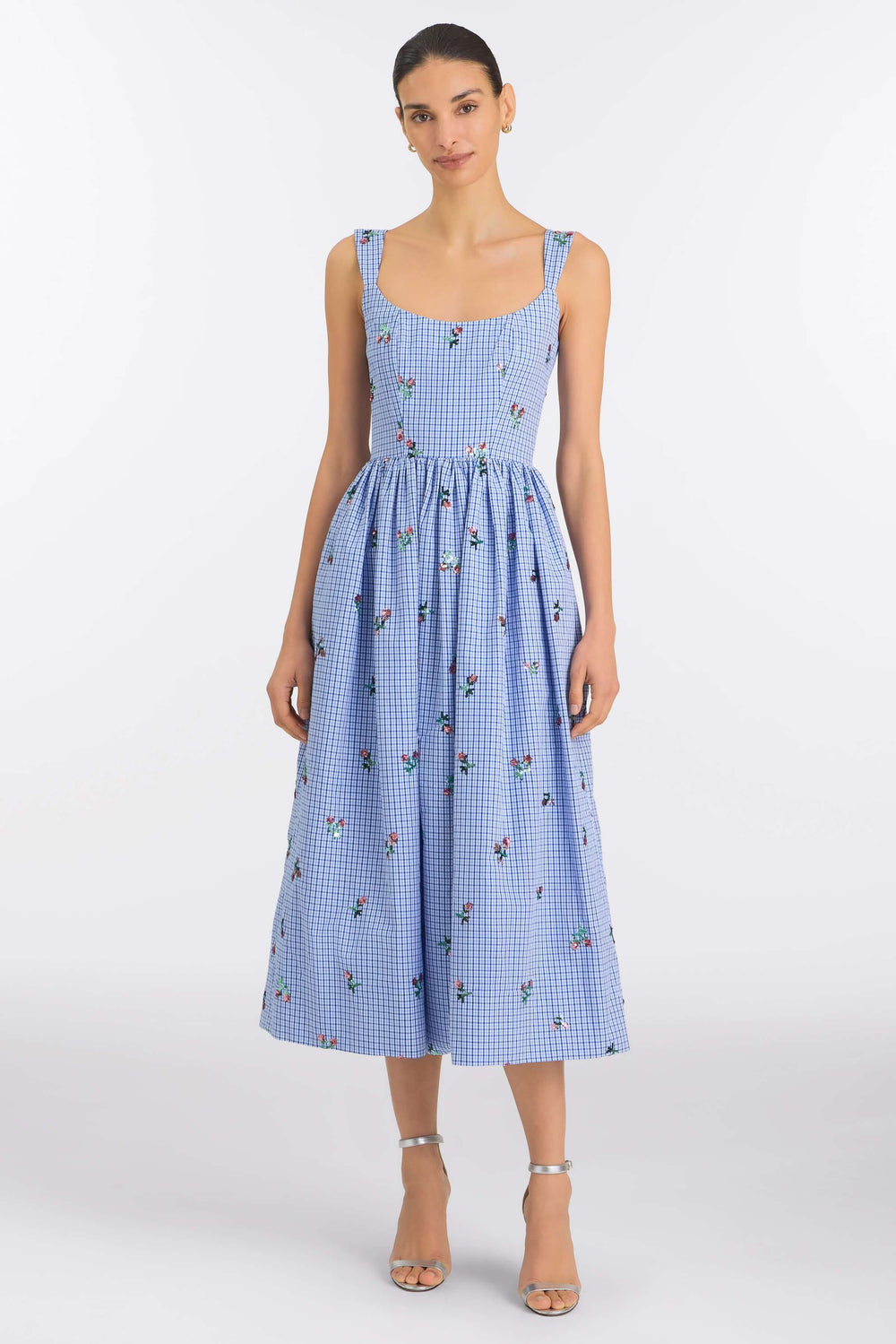 Nara Sequin Embroidery Midi Dress