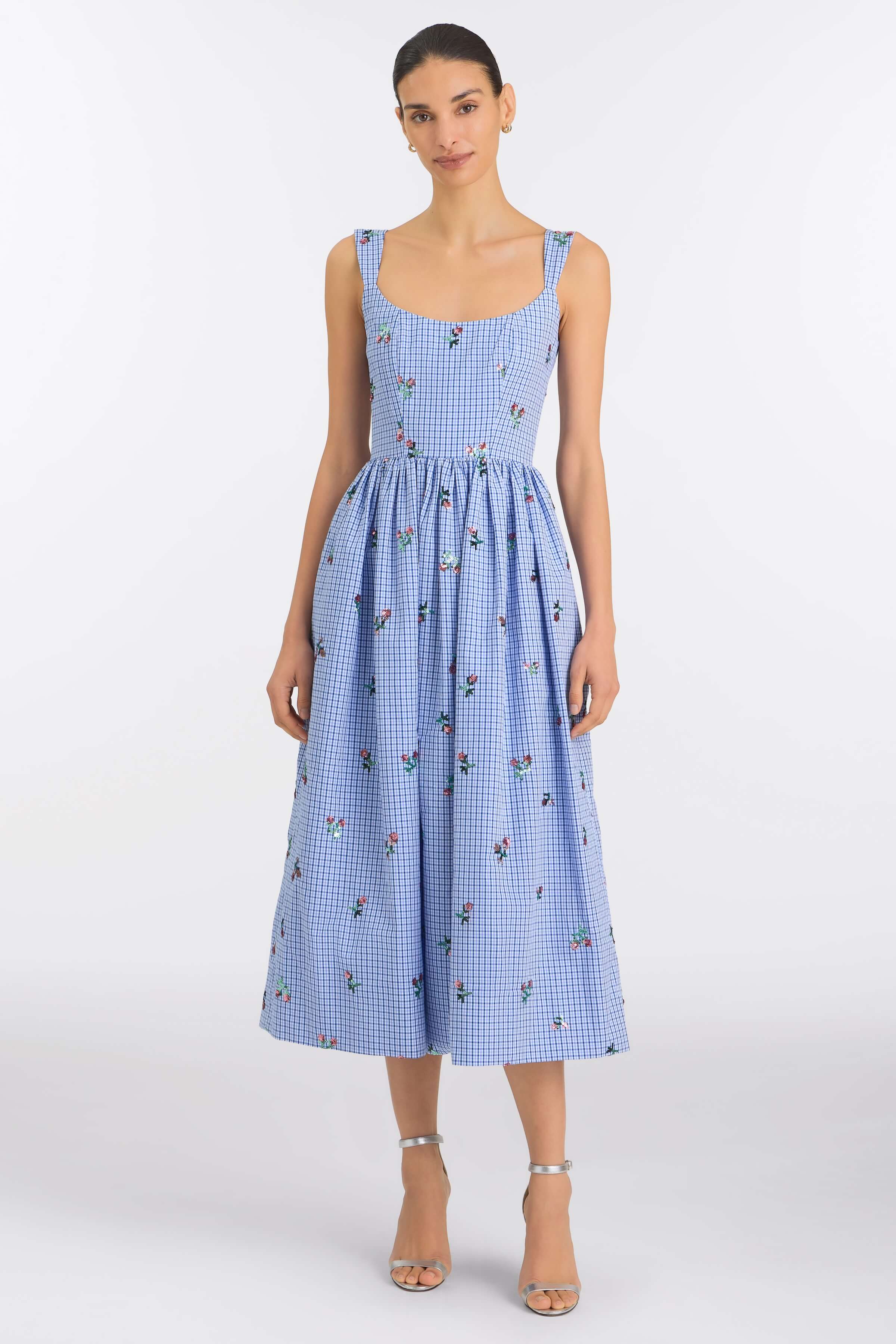 Nara Sequin Embroidery Midi Dress