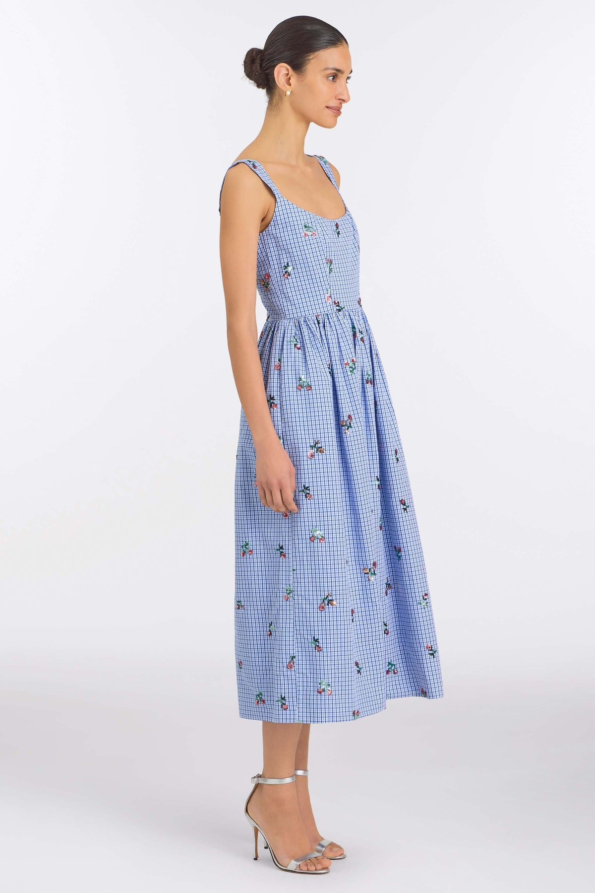 Nara Sequin Embroidery Midi Dress