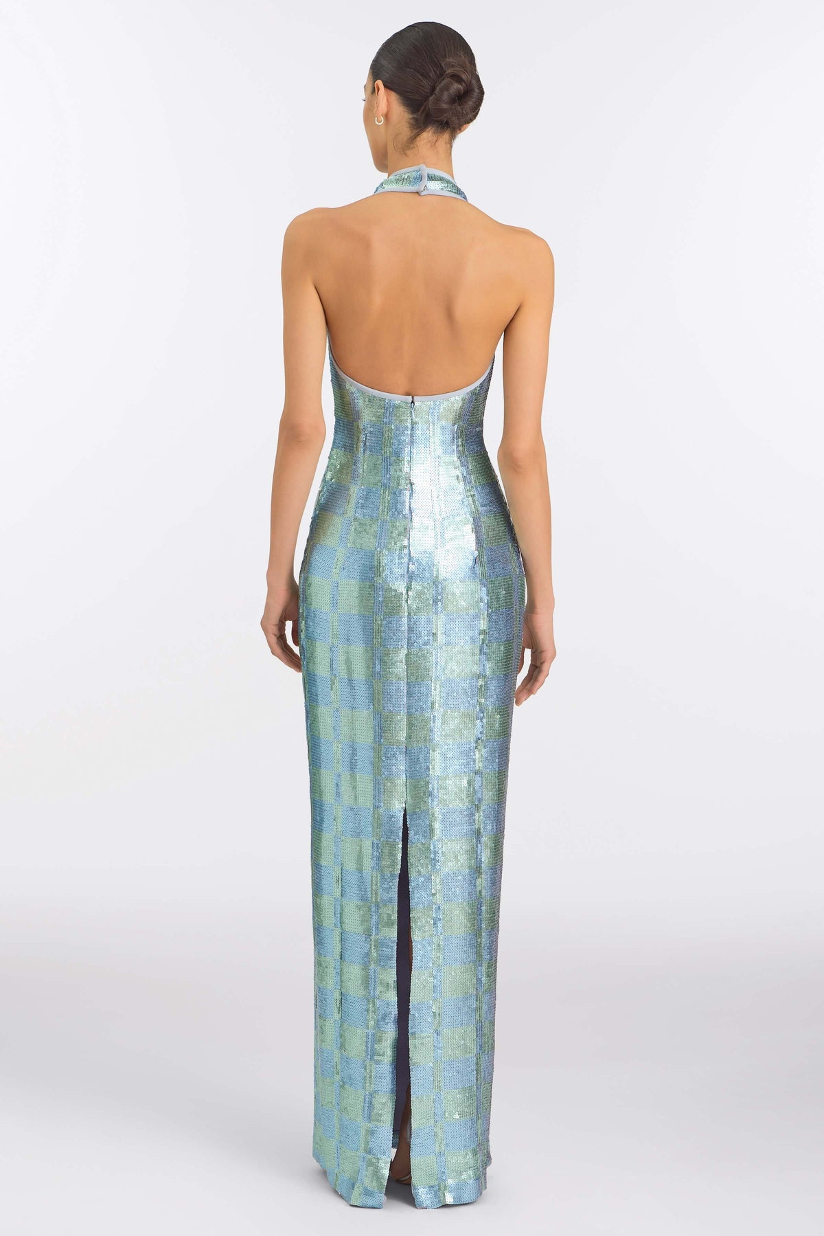 Nerine Gingham Sequin Gown