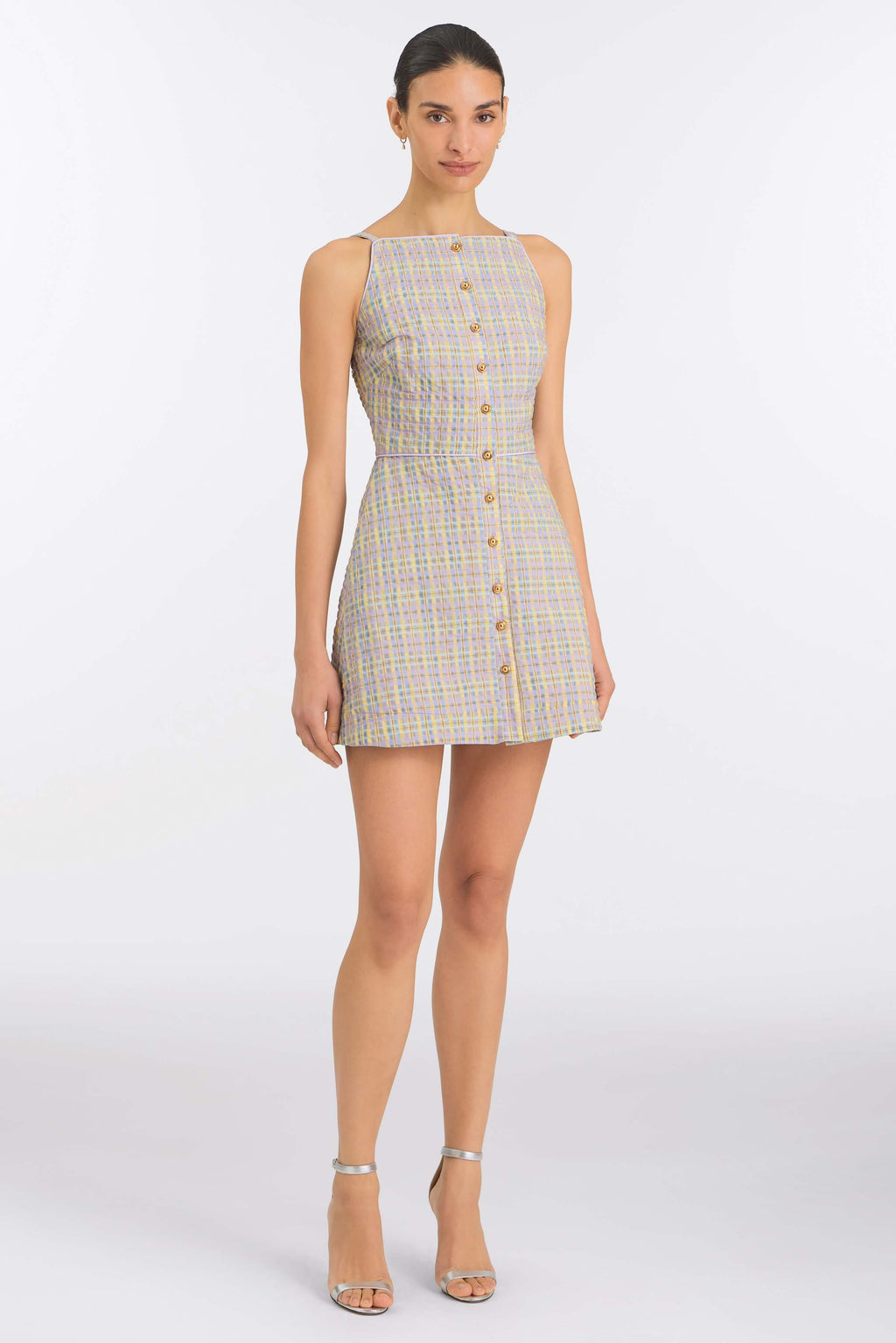 Skye Pastel Plaid Button Up Mini Dress