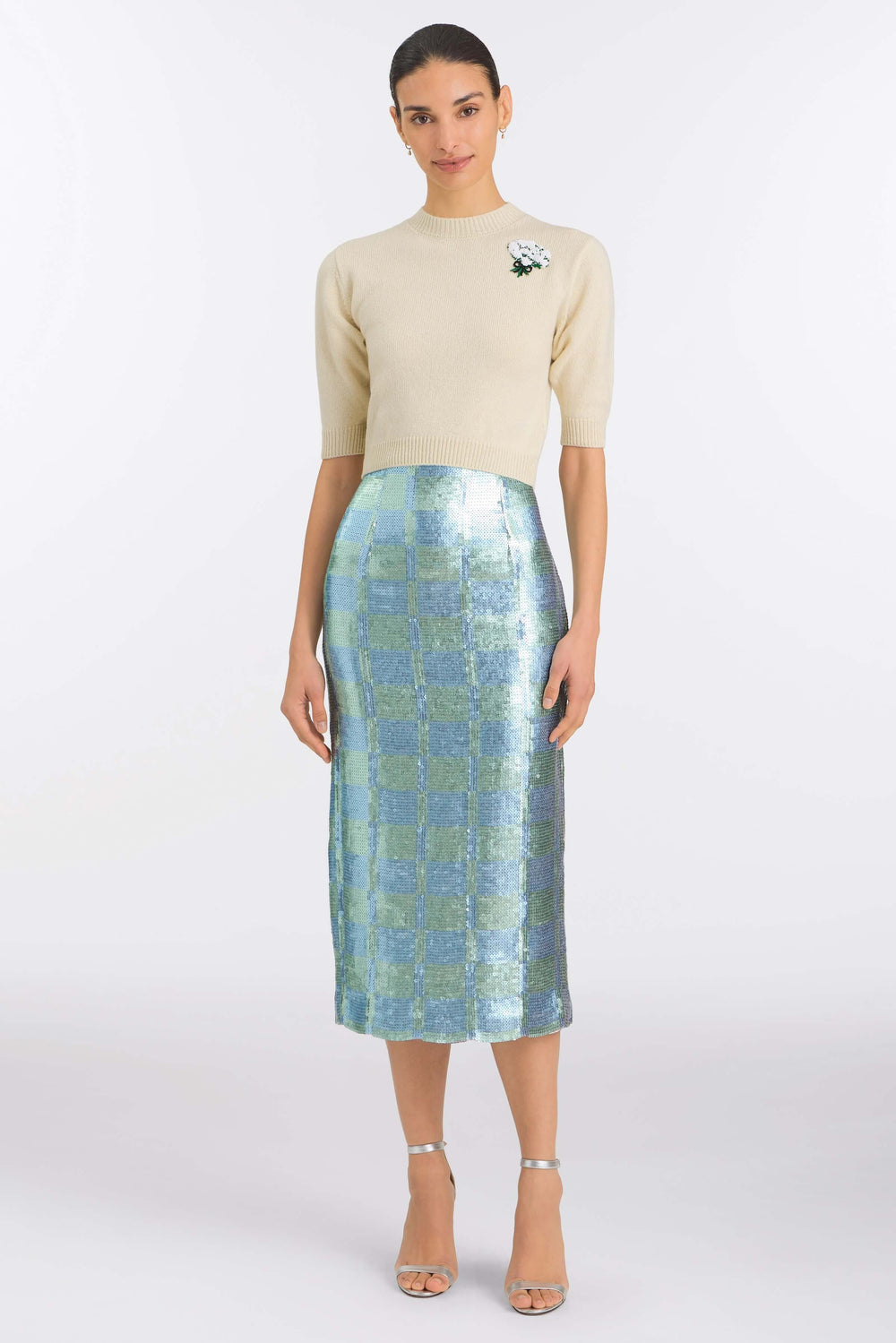 Lucida Gingham Sequin Skirt