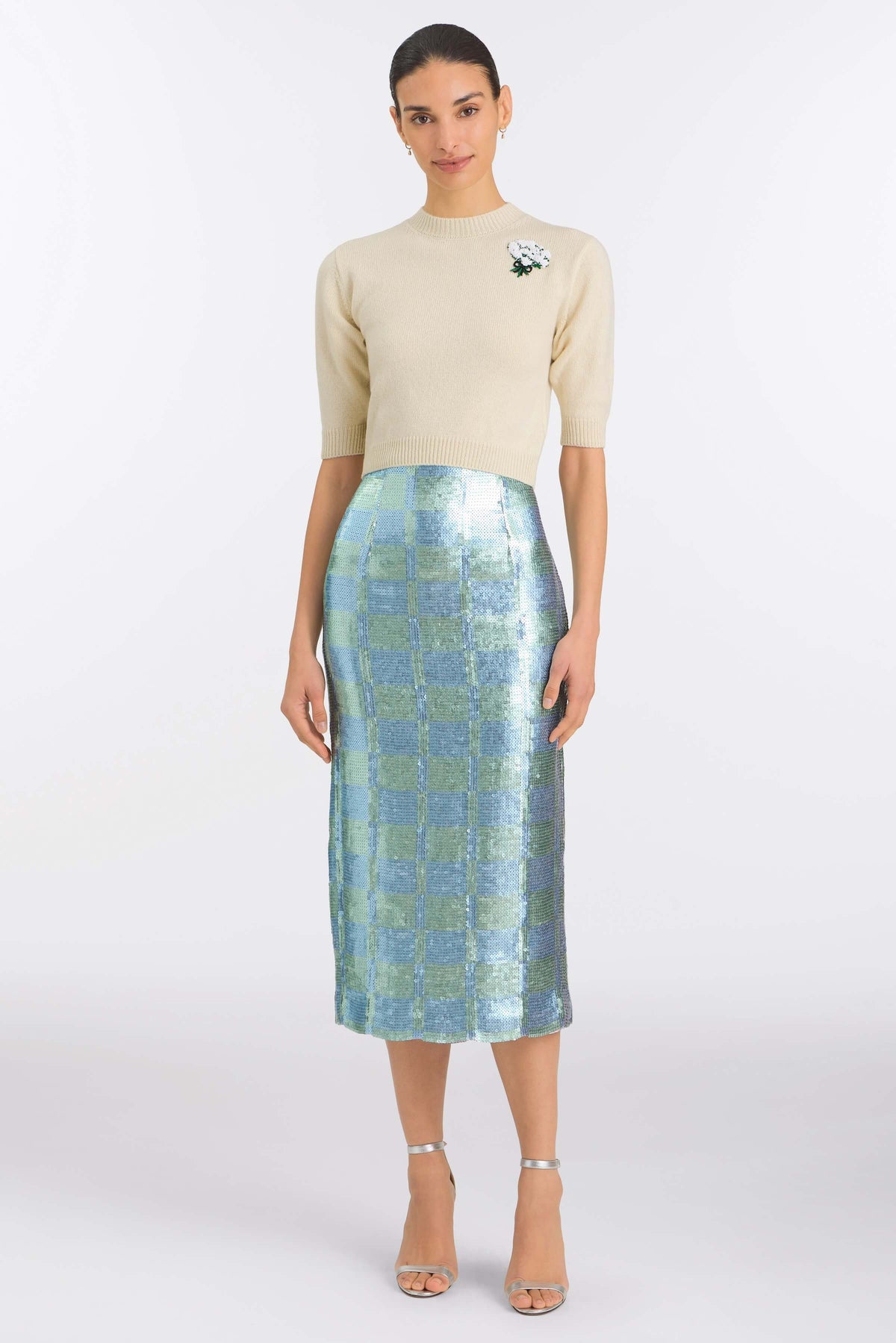 Lucida Gingham Sequin Skirt