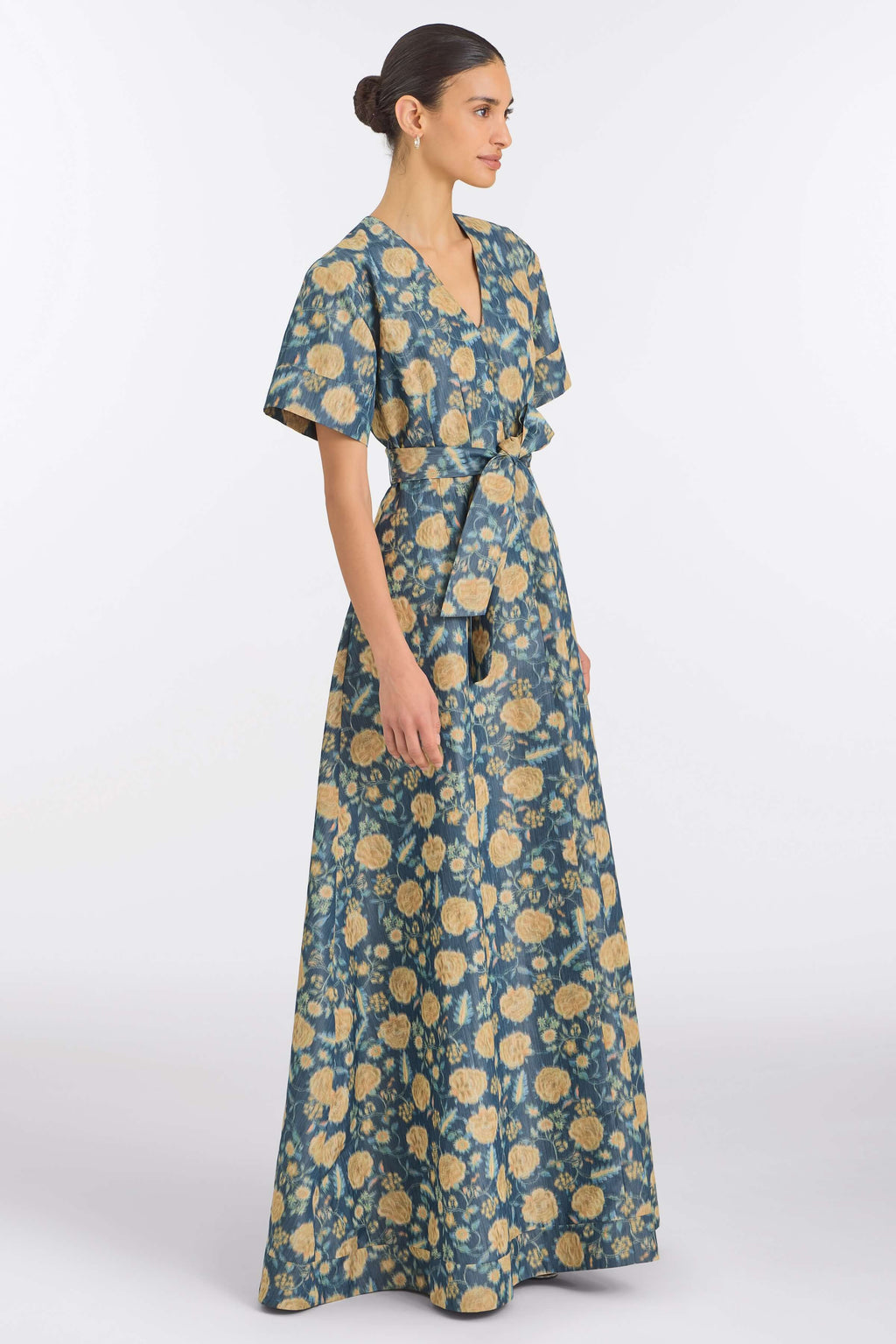 Margaretta Dusk Marigold Ikat Gown
