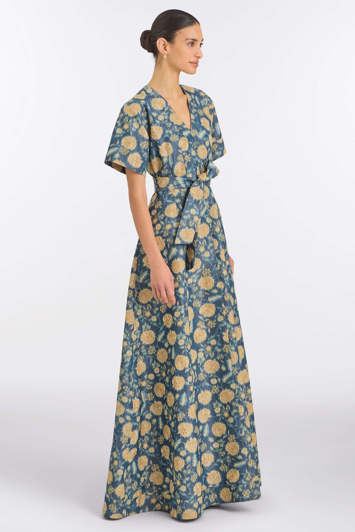 Margaretta Dusk Marigold Ikat Gown