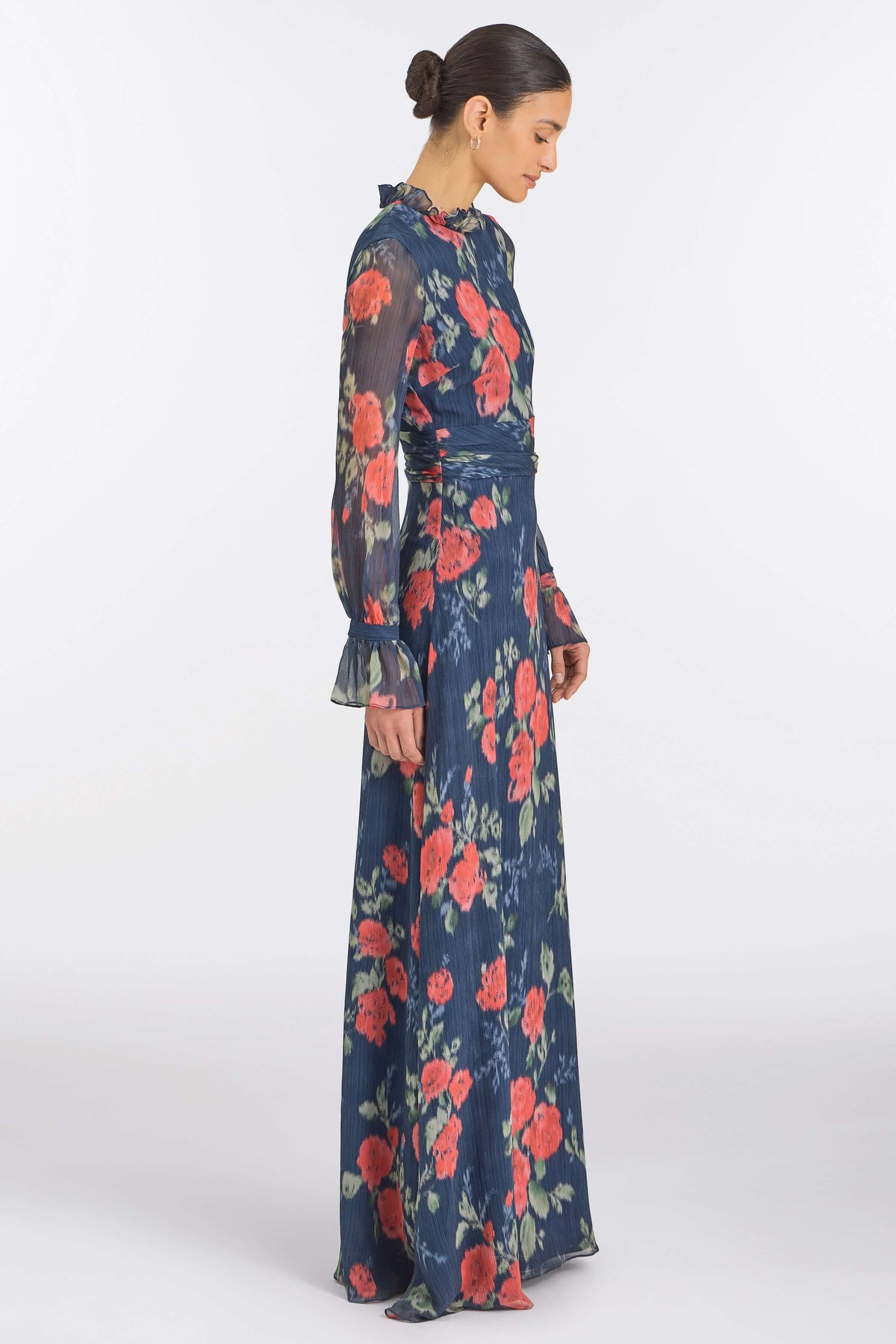 Adelaide Red Bloom Chiffon Gown