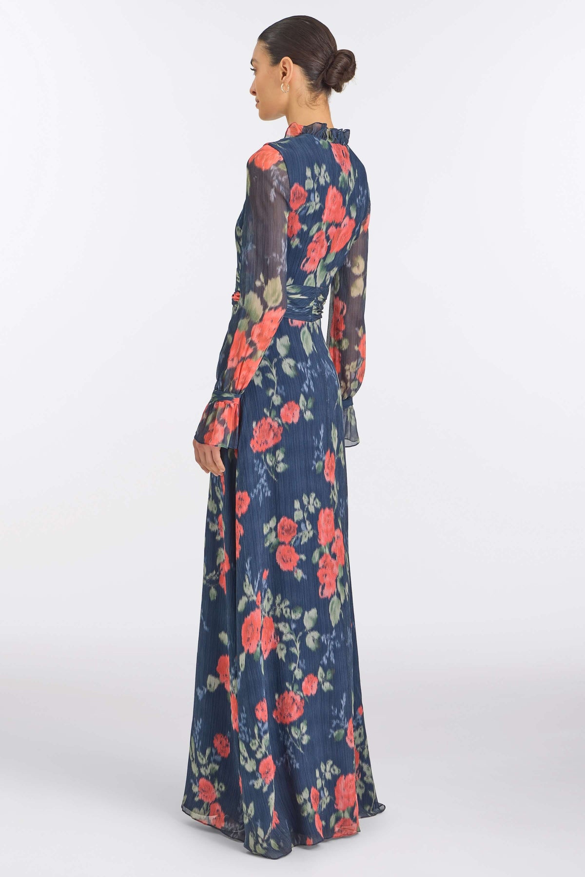 Adelaide Red Bloom Chiffon Gown