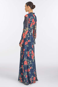 Adelaide Red Bloom Chiffon Gown