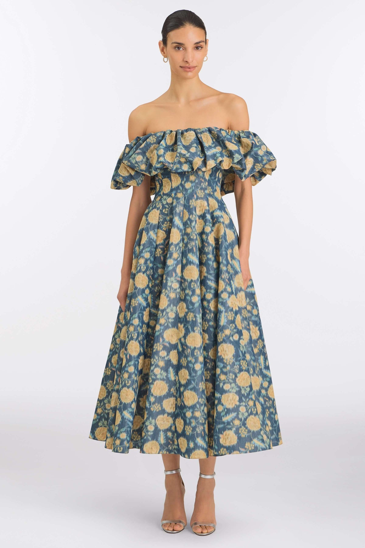 Freesia Dusk Marigold Ikat Midi Dress