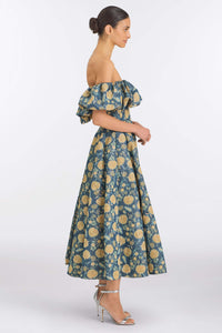 Freesia Dusk Marigold Ikat Midi Dress