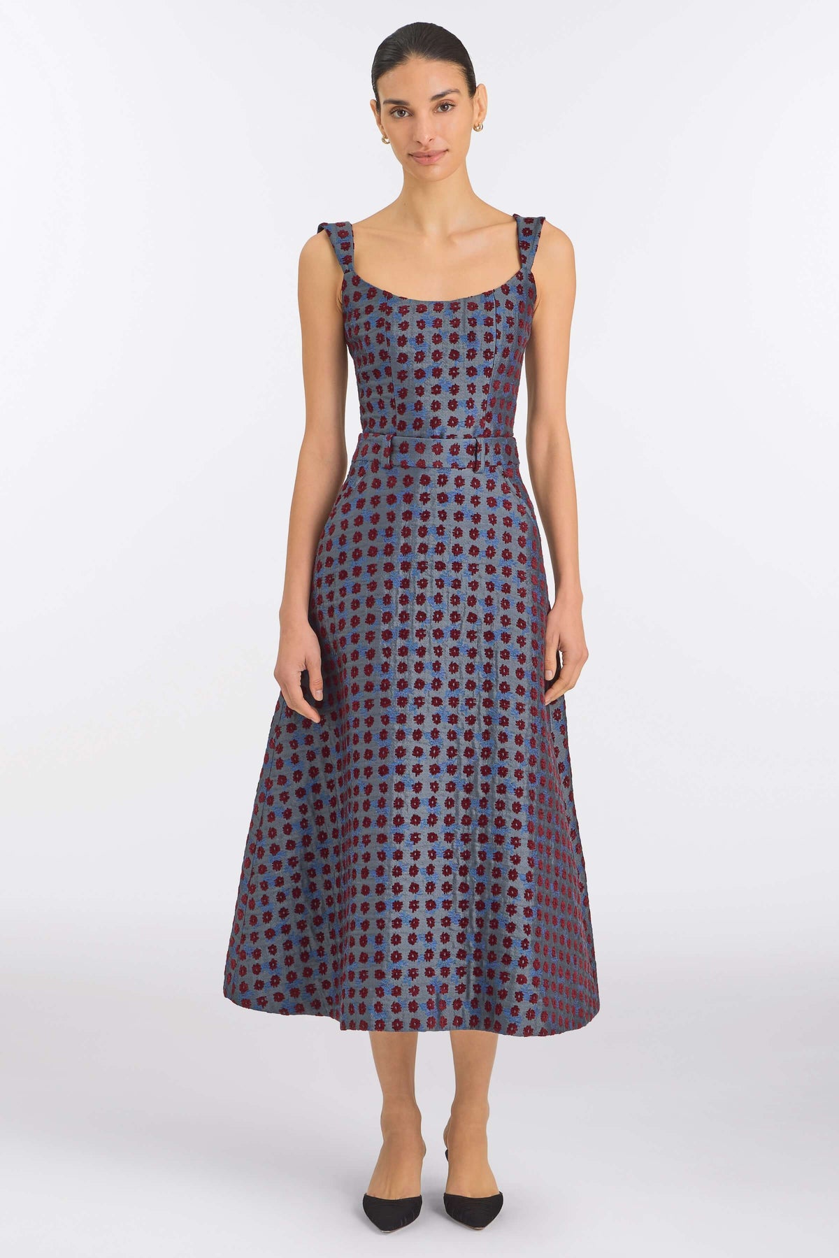 Frances Teal Tapestry Midi Skirt