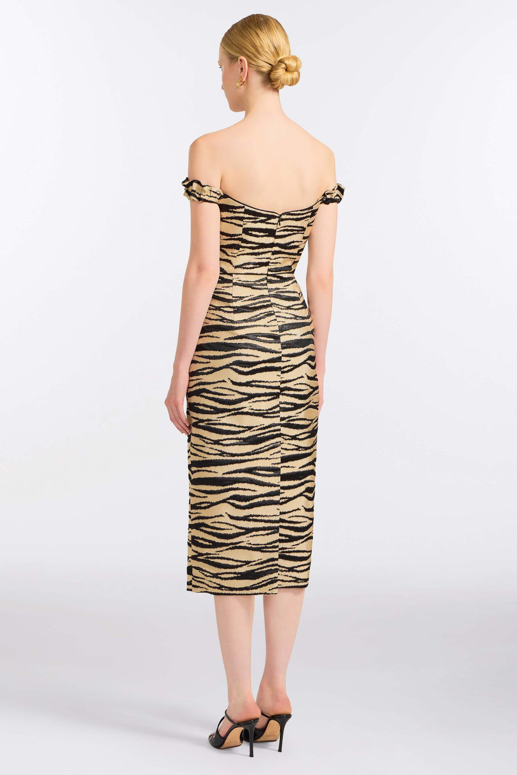 Amina Zebra-Striped Midi Dress