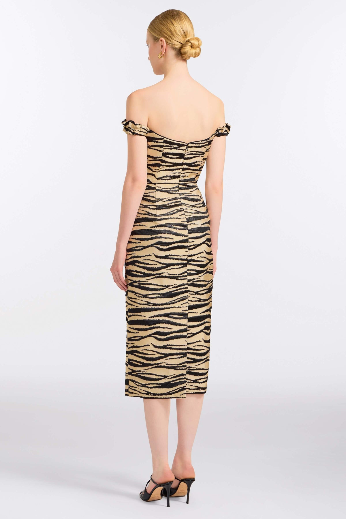 Amina Zebra-Striped Midi Dress