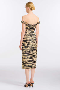 Amina Zebra-Striped Midi Dress