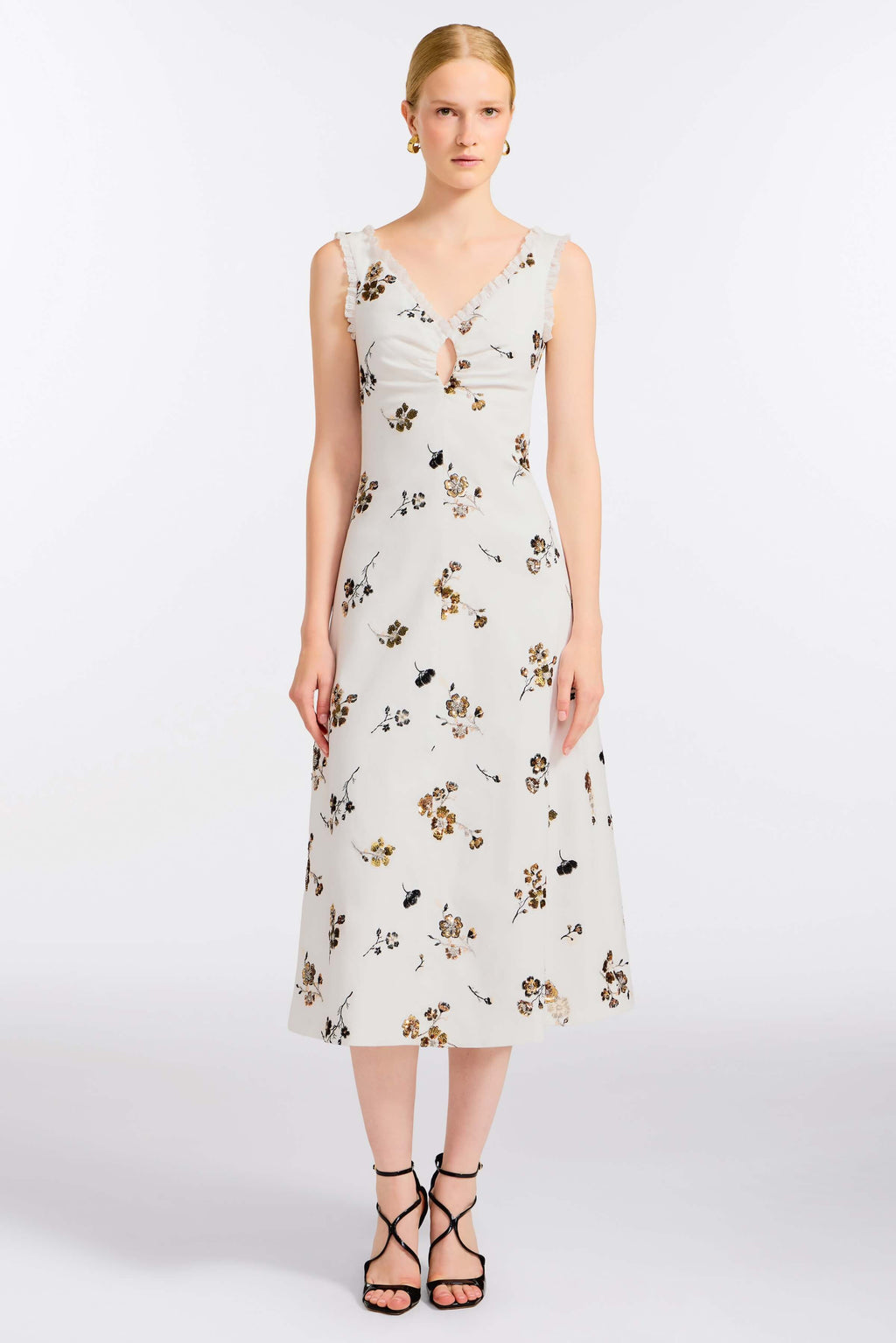 Coquette Sequined Cotton Midi Dress