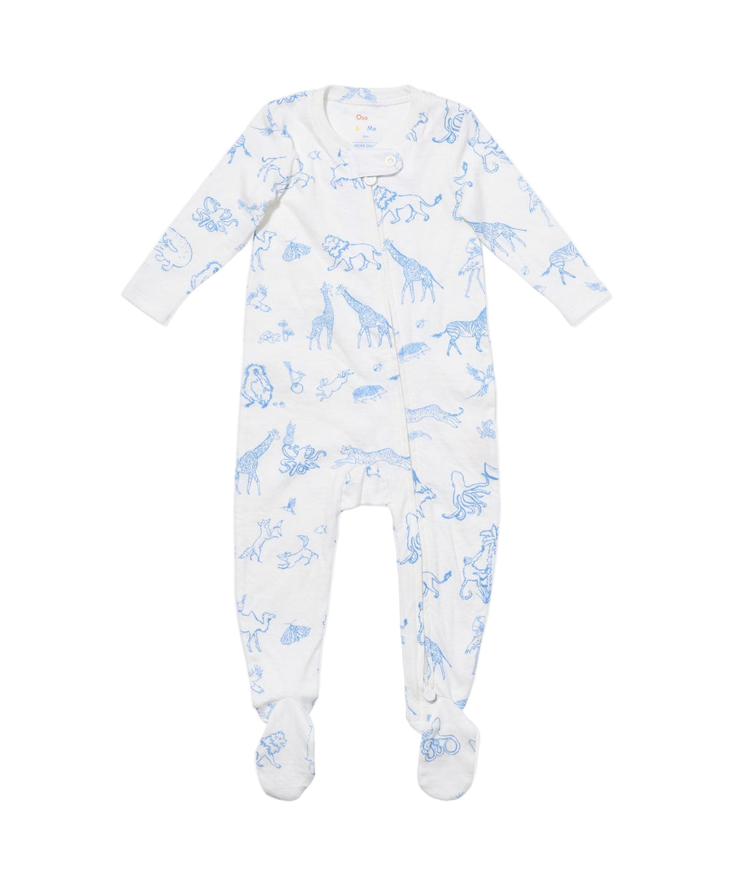 Marley Zip Pajama in Blue Animal Parade