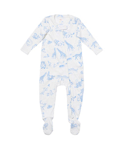 Marley Zip Pajama in Blue Animal Parade