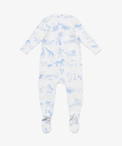 Marley Zip Pajama in Blue Animal Parade
