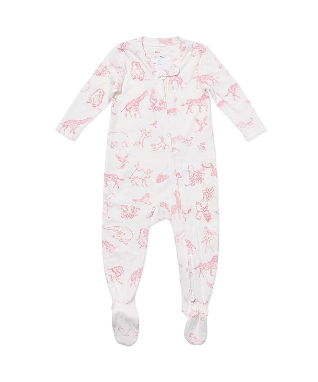 Marley Zip Pajama in Rose Animal Parade
