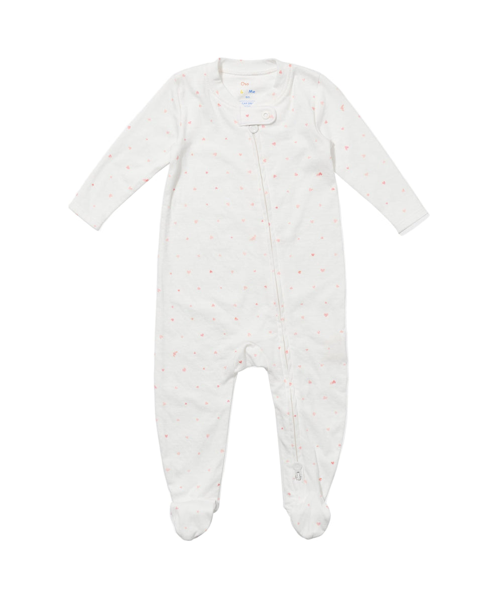 Marley Zip Pajama in Rose Hearts