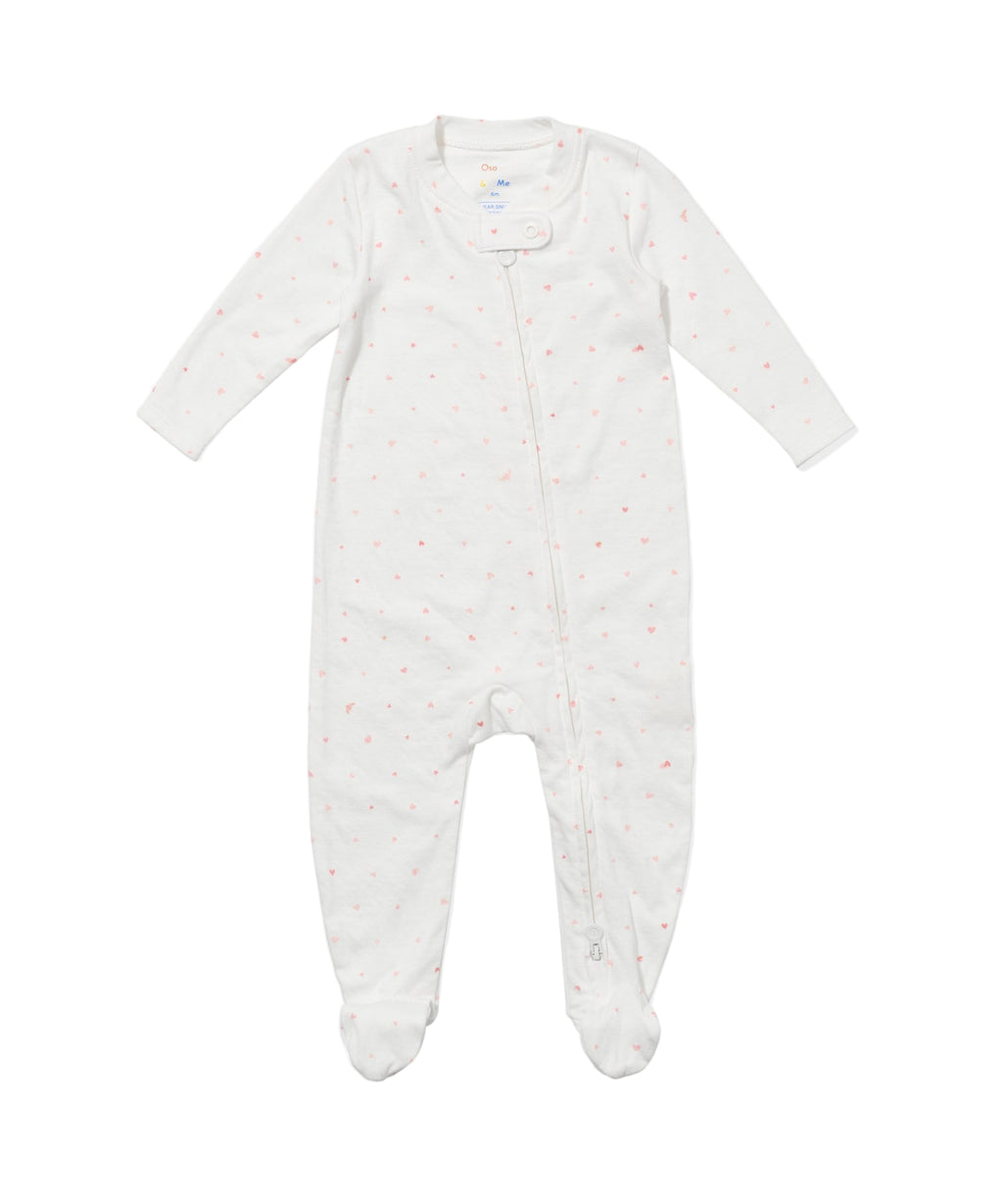 Marley Zip Pajama in Rose Hearts