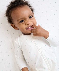 Marley Zip Pajama in Seafoam Hearts