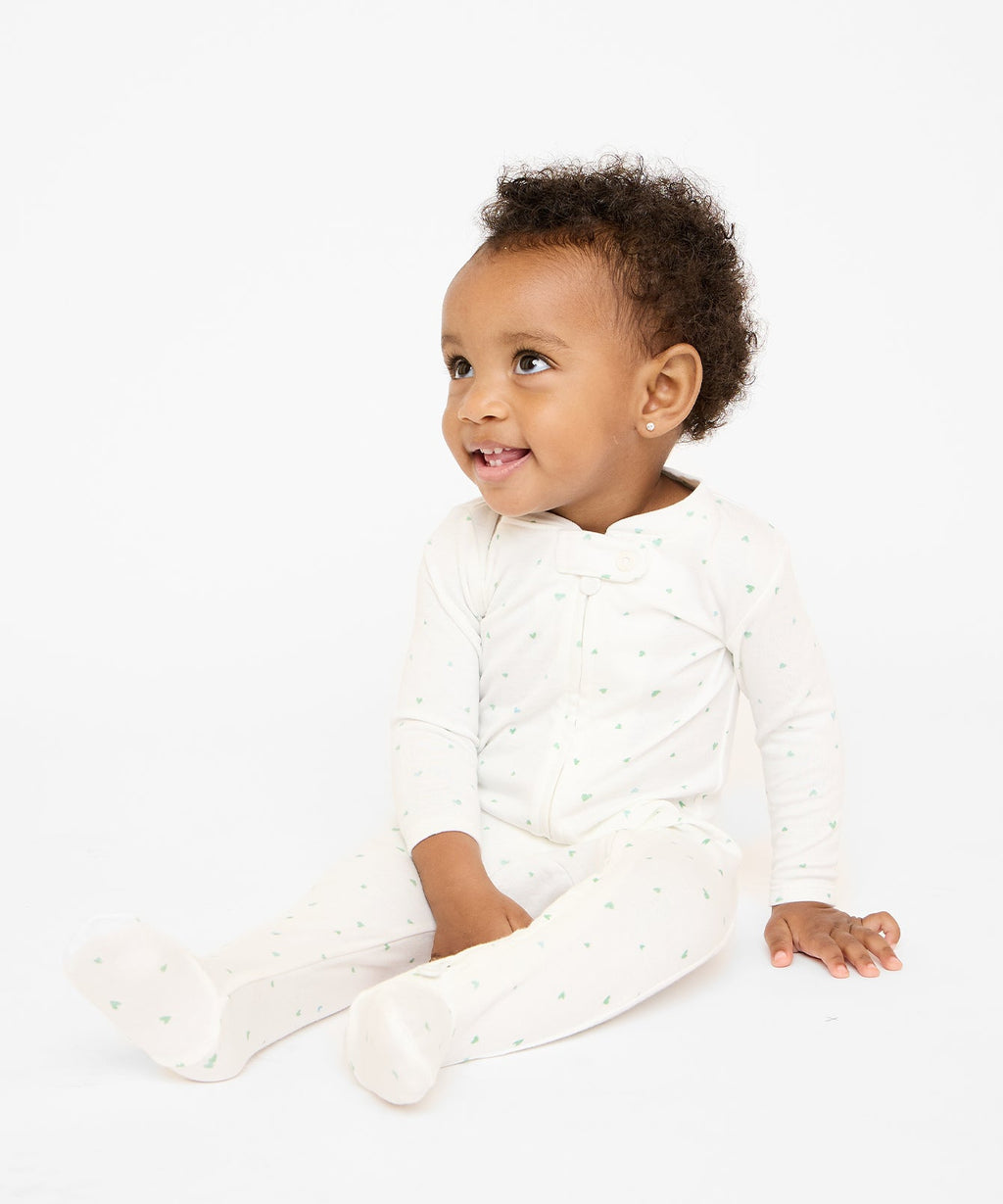 Marley Zip Pajama in Seafoam Hearts