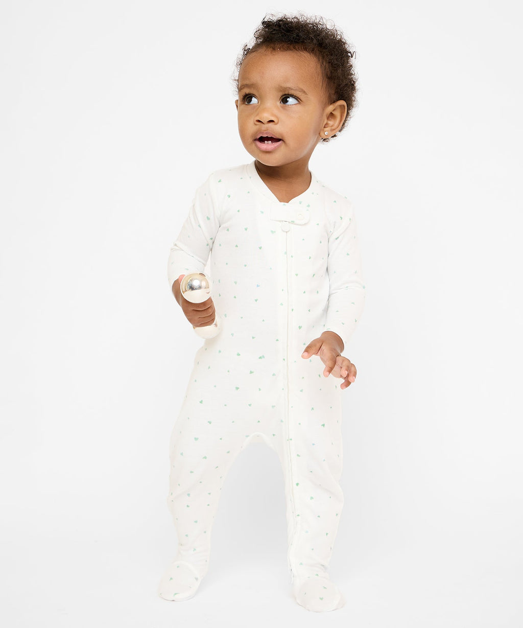 Marley Zip Pajama in Seafoam Hearts
