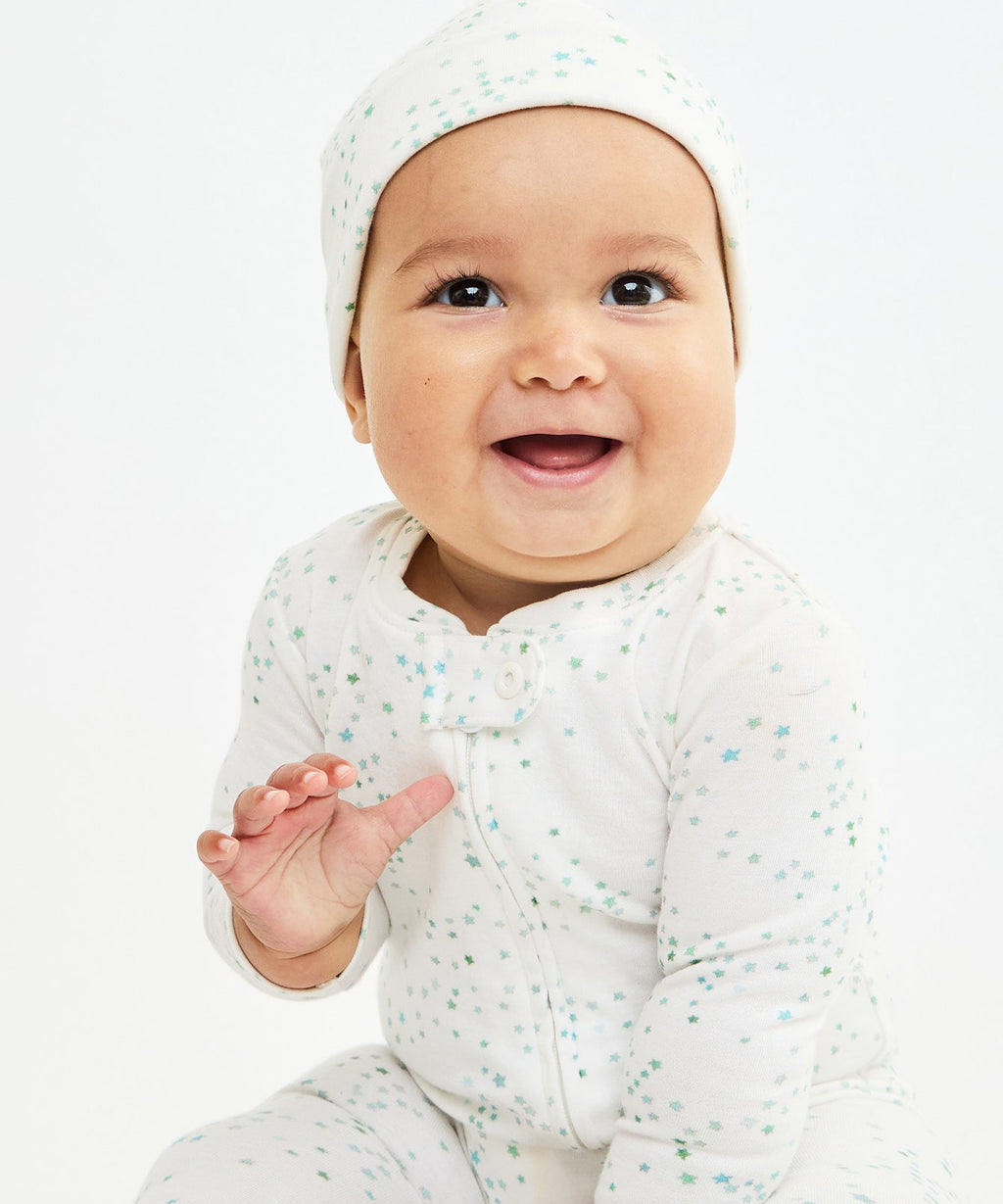 Marley Zip Footie in Seafoam Star