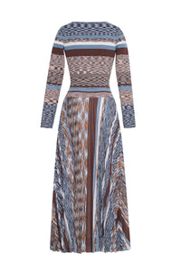 Marlow Dress in Blue Brown Multi