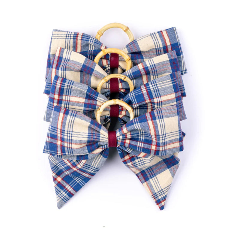 Marseille Indigo Plaid Napkin Rings in Blue, Set of 4