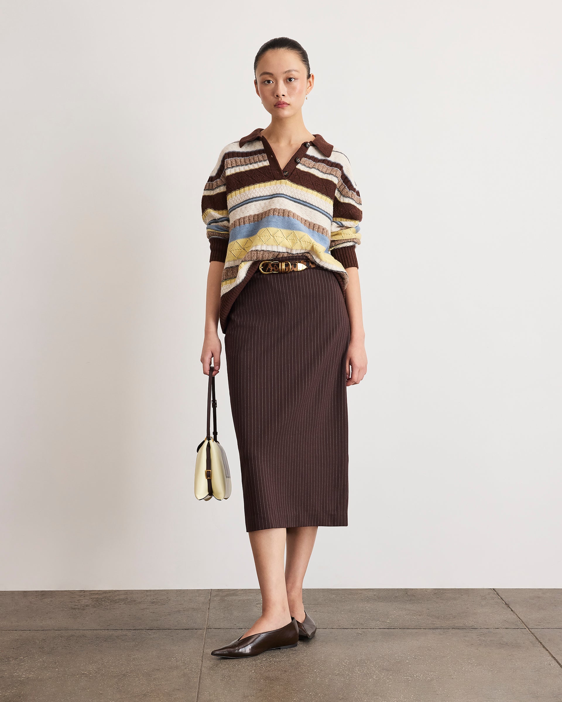 Matilda Skirt in Dark Fig/Cream Multi