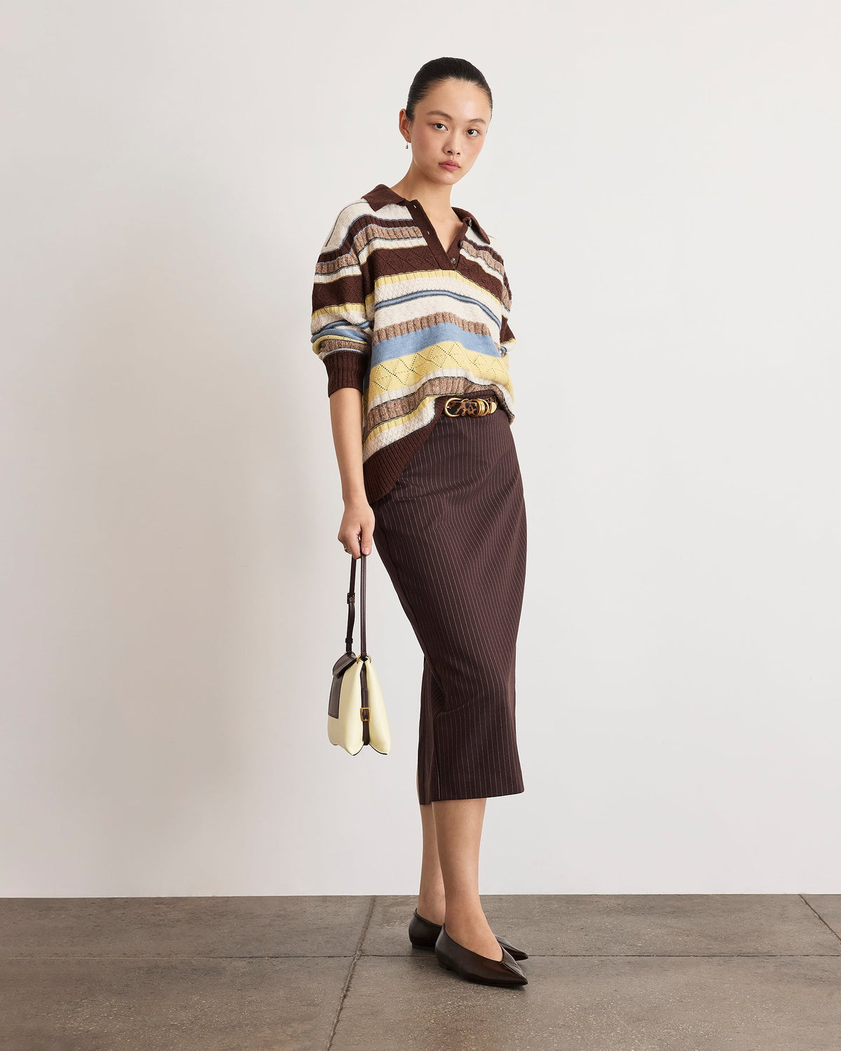 Matilda Skirt in Dark Fig/Cream Multi