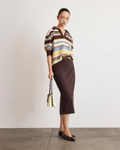 Matilda Skirt in Dark Fig/Cream Multi