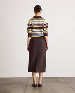 Matilda Skirt in Dark Fig/Cream Multi