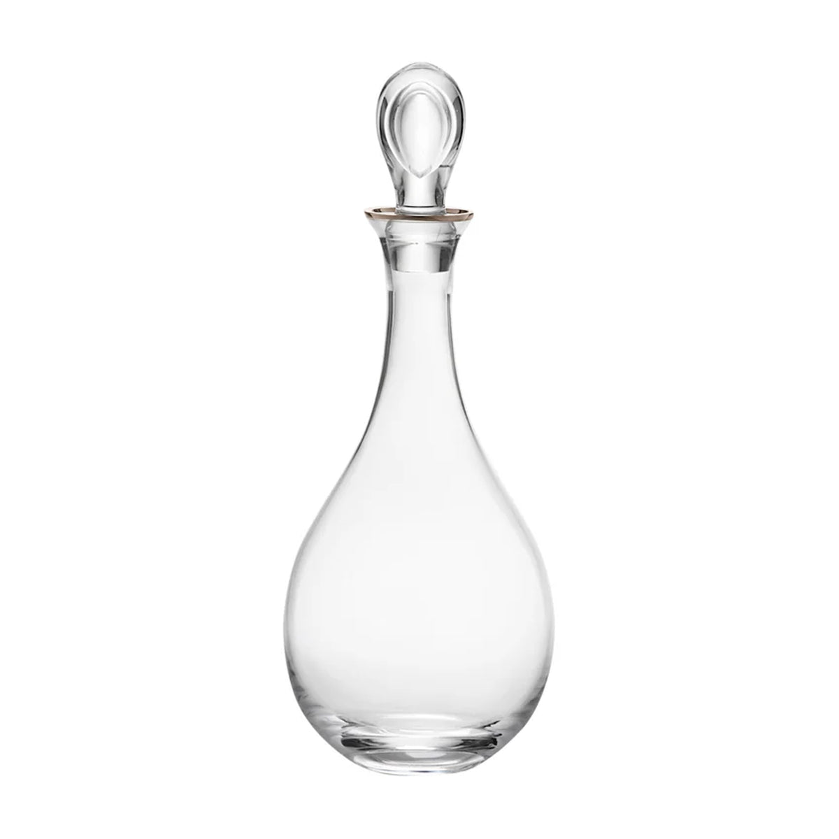 Front view of Medici Decanter Gold Thread showcasing clear mouth-blown crystal and gold thread finish on a white background
