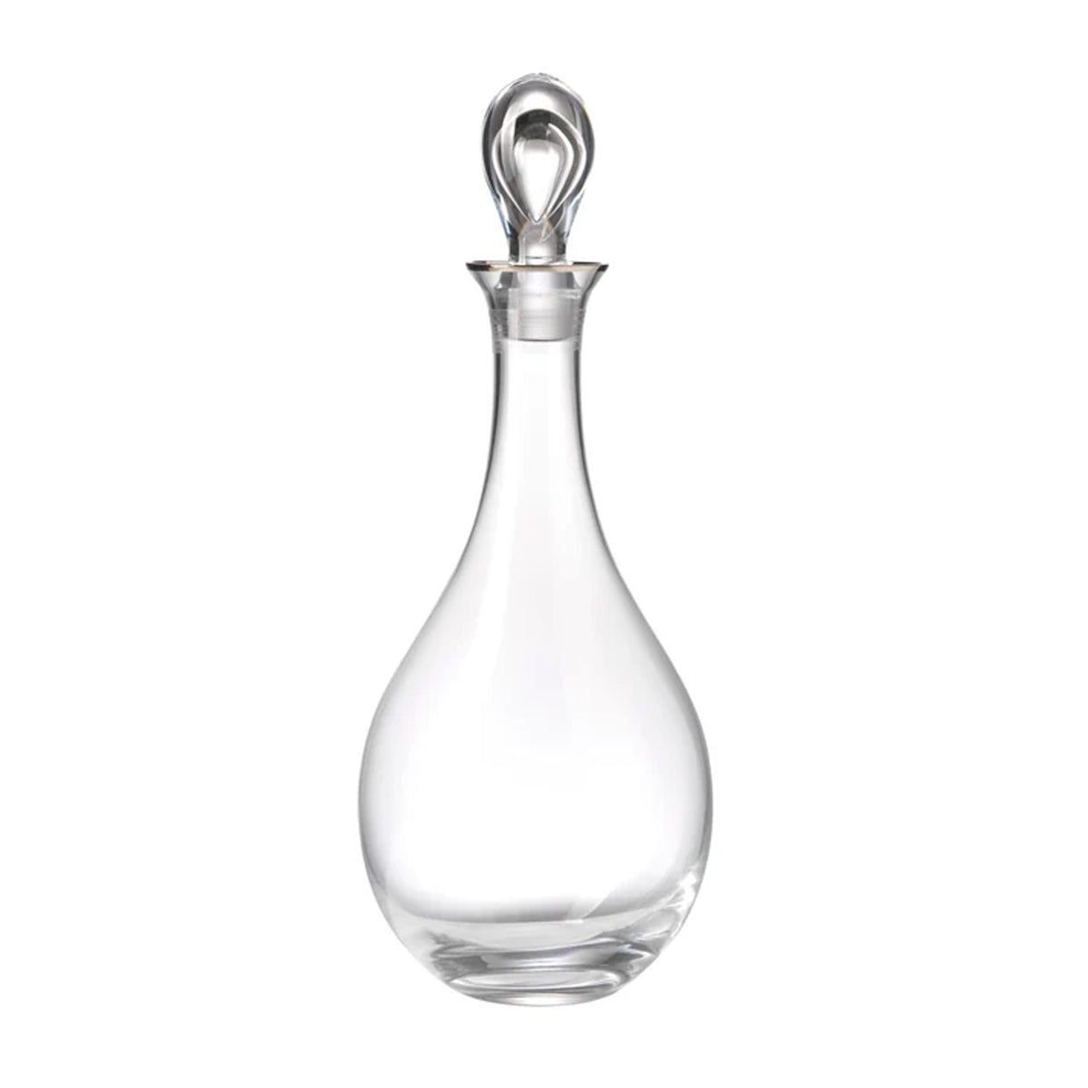 Front view of Medici Decanter Platinum Thread showcasing mouth-blown crystal and platinum thread finish against a white background
