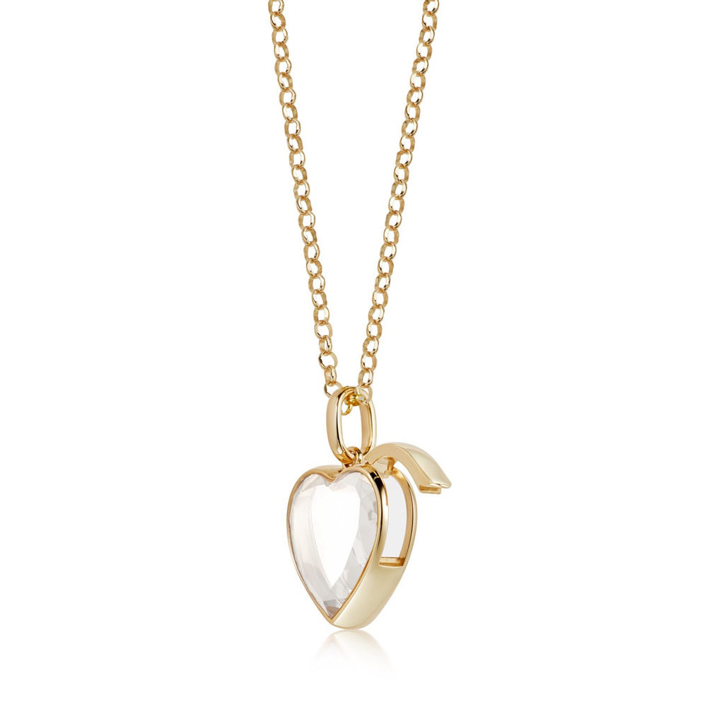 Medium Heart Shape Locket Pendant on Adjustable Rolo Gold Chain