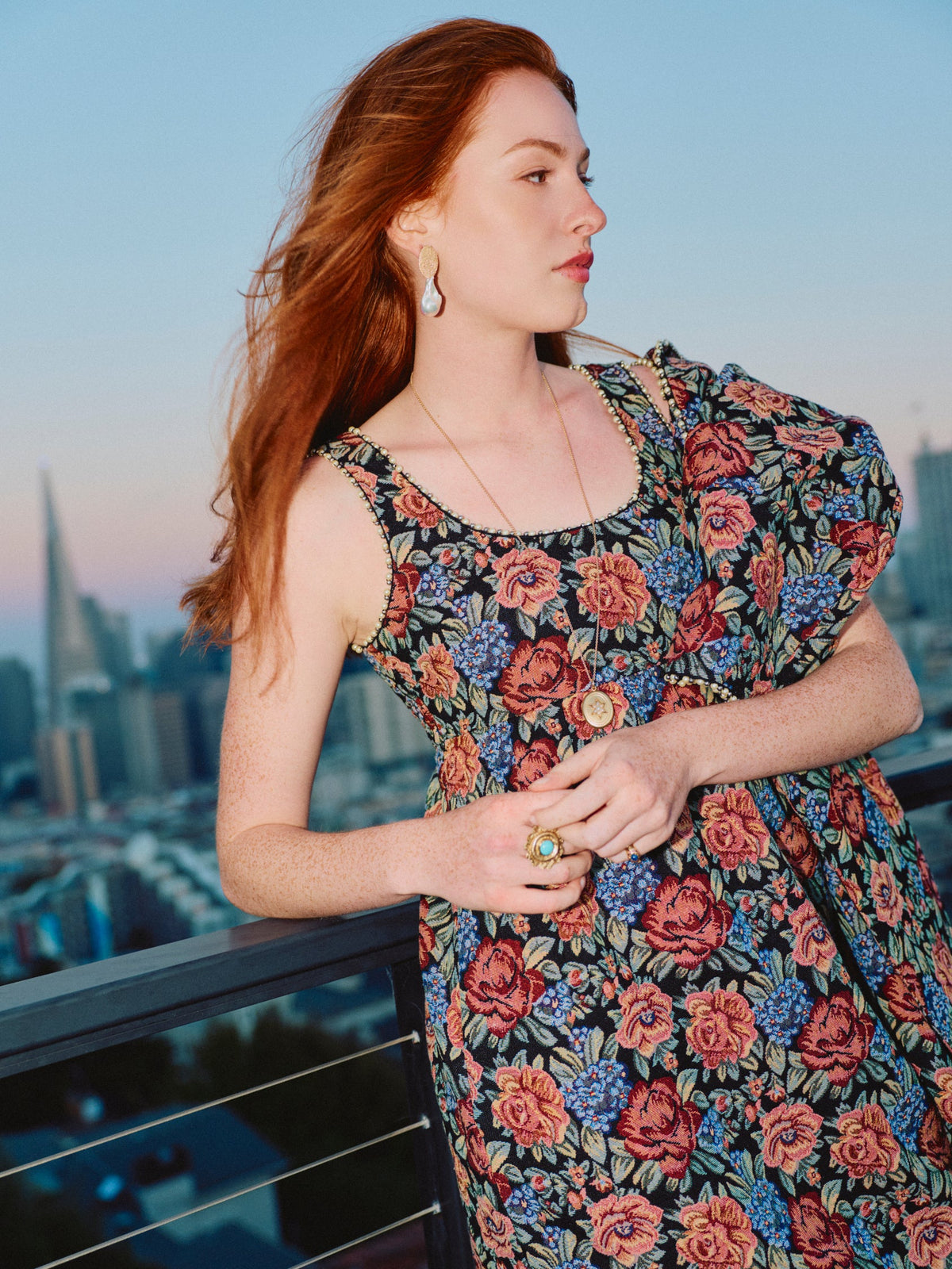 Emily Dress in Black Rainbow Jacquard