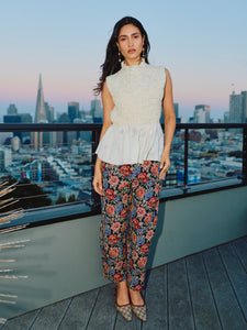 Brynna Trouser in Black Rainbow Jacquard