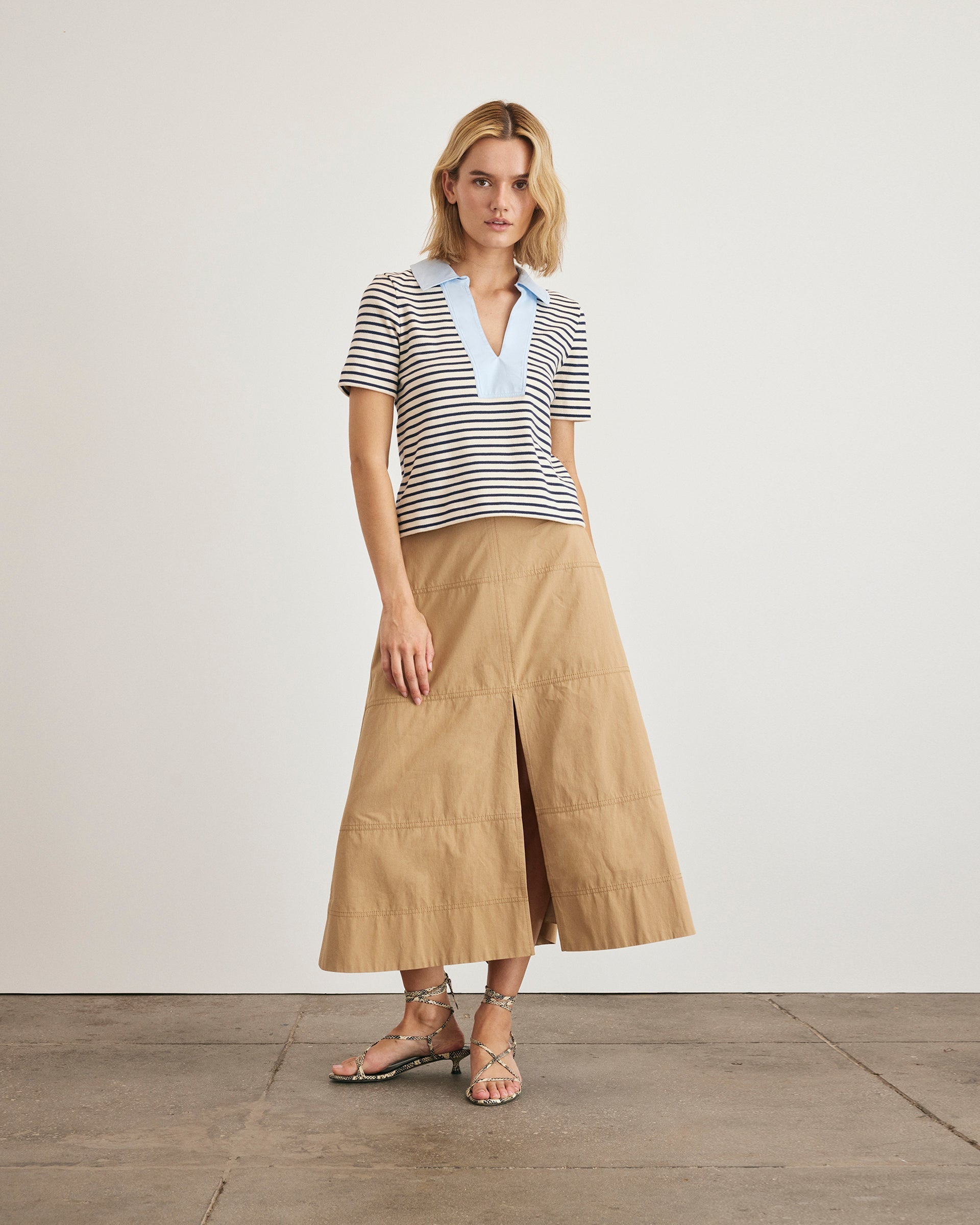 Melanie Top in Cream & Maritime Blue Stripe