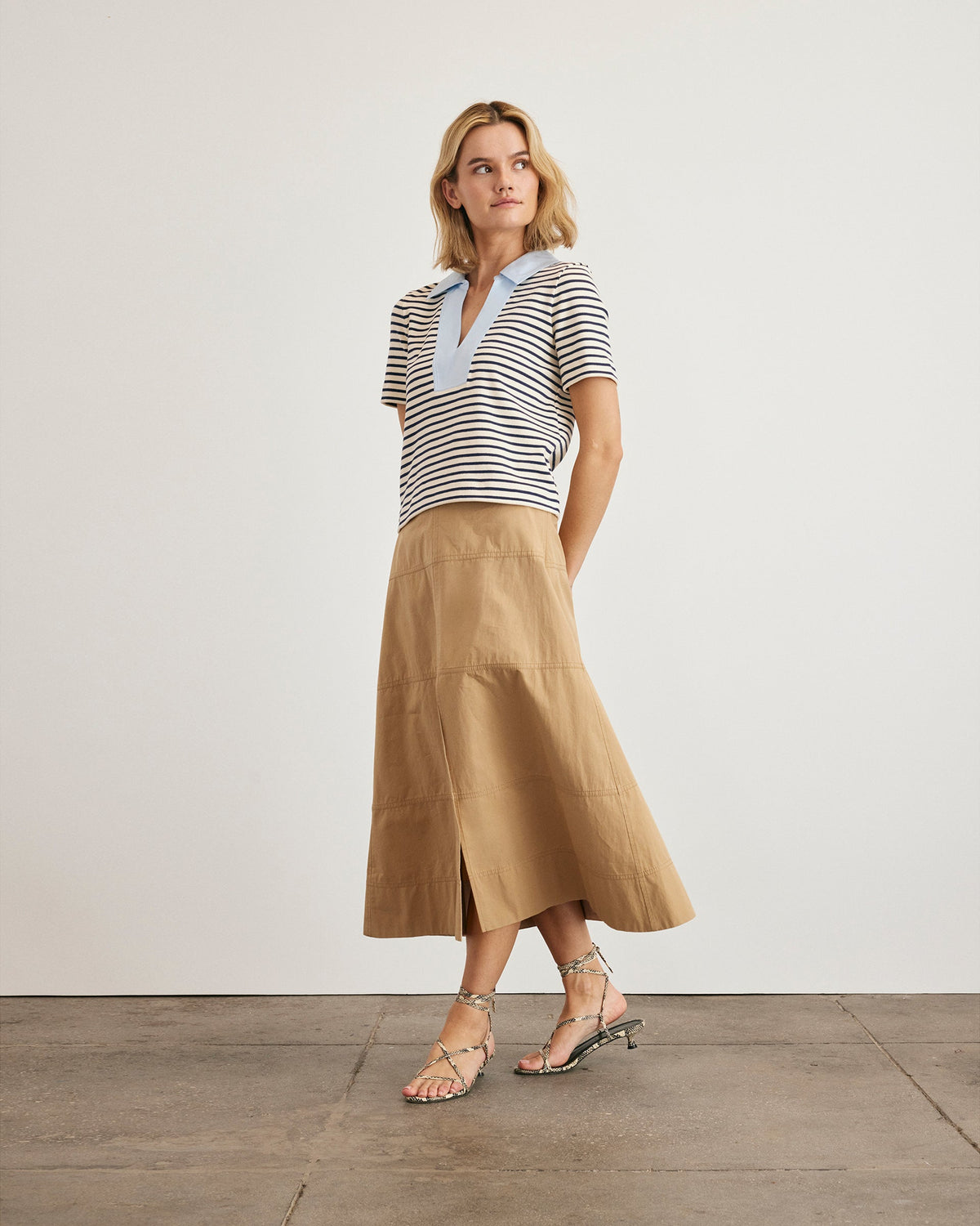 Melanie Top in Cream & Maritime Blue Stripe