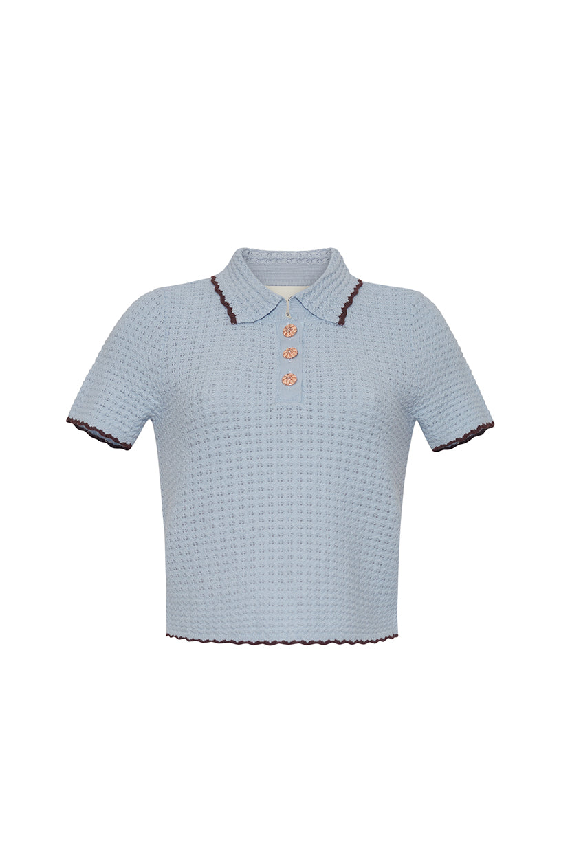 Melody Polo in Light Blue with Brown Tipping