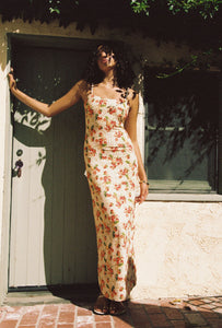 Melrose Maxi Slip Dress in Italian Oranges