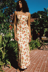 Melrose Maxi Slip Dress in Italian Oranges