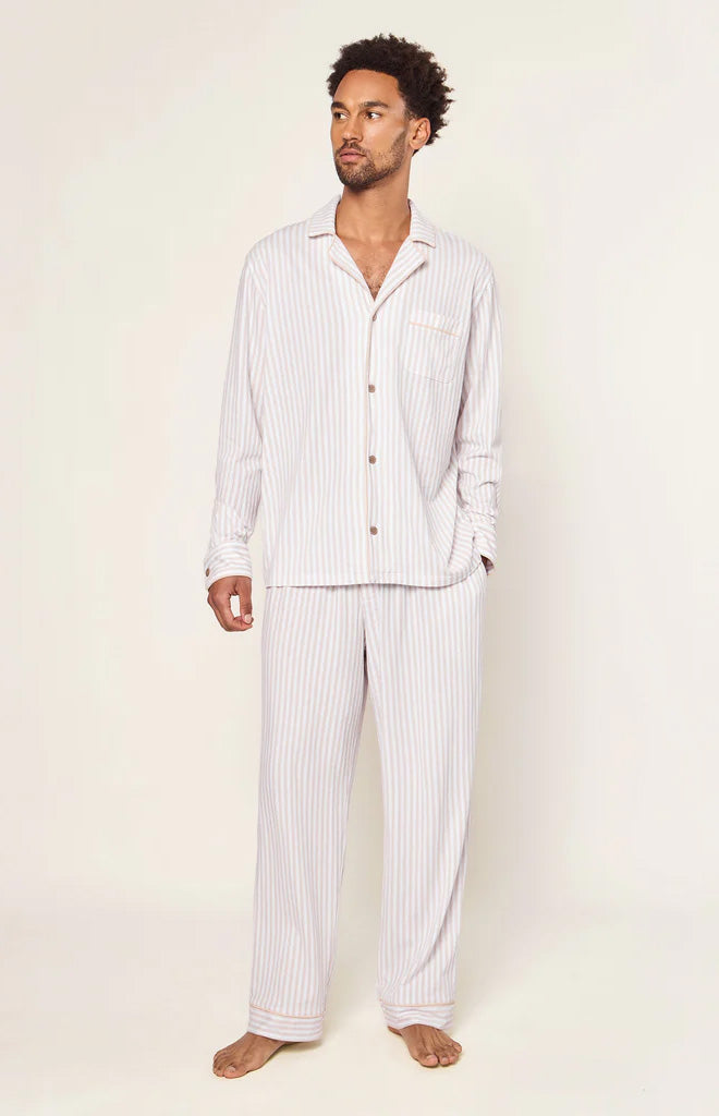 Men’s Pima Pajama Set in Camel Ticking