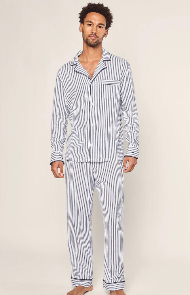 Men’s Pima Pajama Set in Navy French Ticking